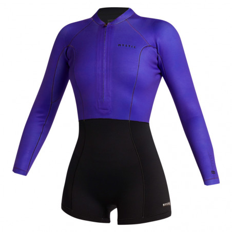 SHORTY MANCHES LONGUES MYSTIC LUNAR 2/2 FRONTZIP WOMAN BLACK/PURPLE