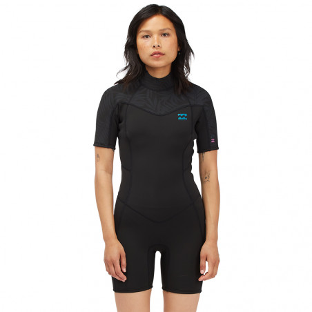 Shorty Femme Billabong Synergy 2/2 backzip manches courtes noir