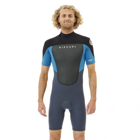 Shorty Rip Curl Omega 1.5mm backzip manches courtes bleu