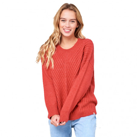 Pull col rond RIP CURL lanciano crew sweater Femme Rouge