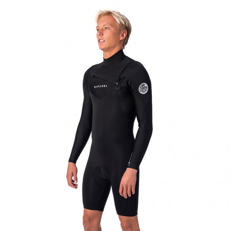 SHORTY RIP CURL DAWN PATROL 2/2 FRONTZIP MANCHES LONGUES NOIR