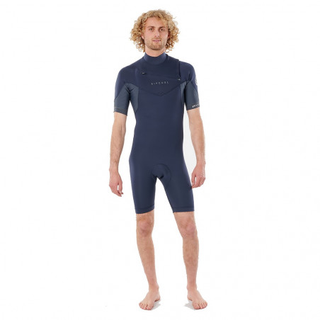 SHORTY RIPCURL DAWN PATROL ECO 2/2 FRONTZIP MANCHES COURTES BLEU/GRIS