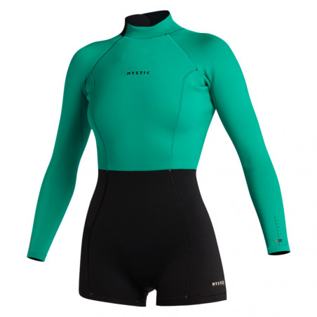 SHORTY MANCHES LONGUES MYSTIC LUNAR 2/2 BACKZIP WOMAN BLACK/GREEN