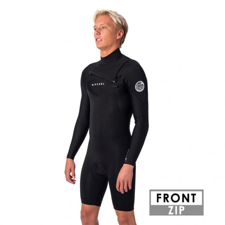 SHORTY RIP CURL DAWN PATROL 2/2 FRONTZIP MANCHES LONGUES NOIR