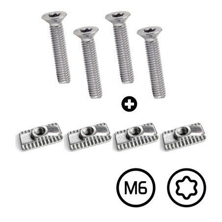 LOT DE 4 TRACK NUTS M6 + VISSERIE