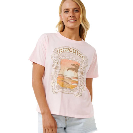 T-shirt manches courtes femme rip curl sea shells relaxed rose