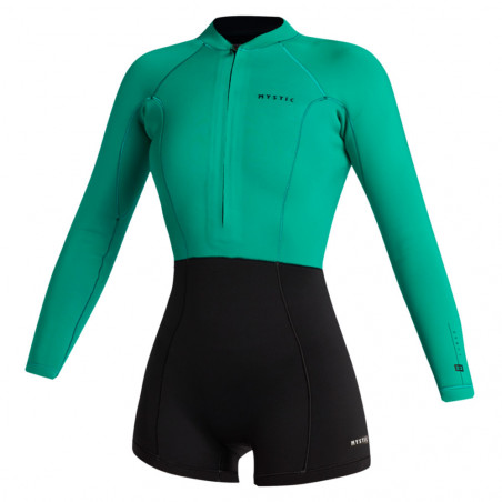 SHORTY MANCHES LONGUES MYSTIC LUNAR 2/2 FRONTZIP WOMAN BLACK/GREEN