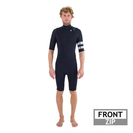 SHORTY HURLEY ADVANT 2/2 FRONTZIP MANCHES COURTES 2023 NOIR