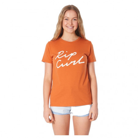 T-SHIRT RIPCURL LOGO STANDARD ORANGE FEMME