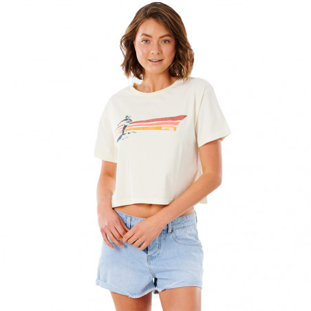 T-SHIRT RIP CURL GOLDEN STATE CROP BEIGE