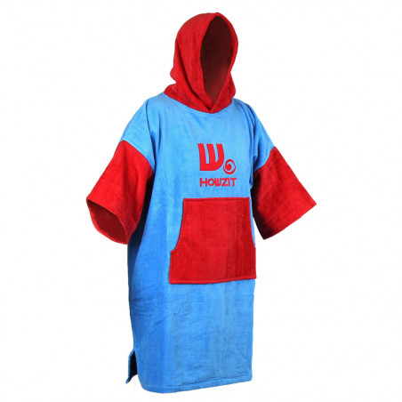 Poncho en velours Howzit rouge/bleu