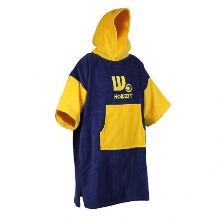 Poncho en velours Howzit bleu/jaune