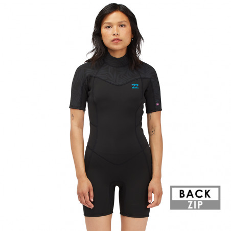 Shorty Femme Billabong Synergy 2/2 backzip manches courtes noir