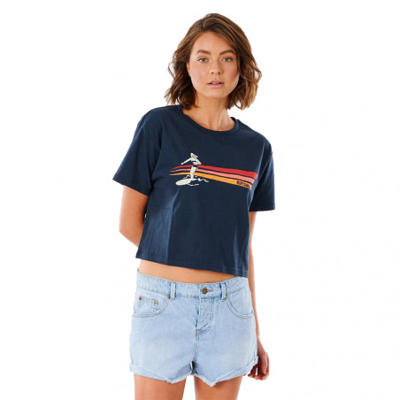 T-SHIRT RIP CURL GOLDEN STATE CROP BLEU MARINE FEMME